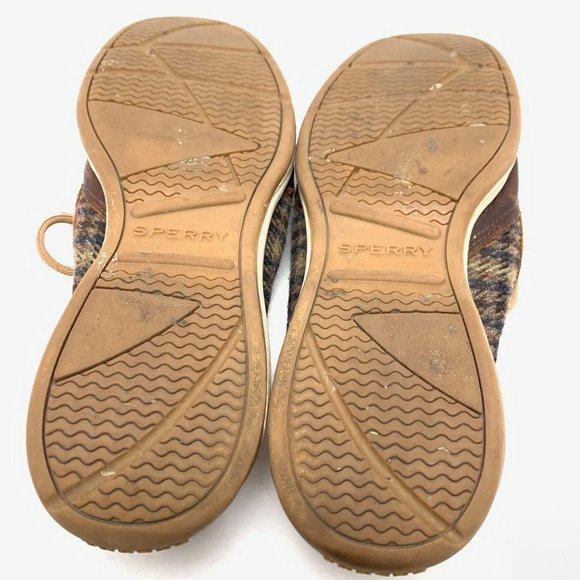 SPERRY TOP SIDER Genuine Leather Brown Houndstooth Loafers Boat Shoes Flats sz 8 - Picture 13 of 16